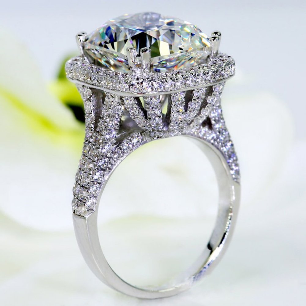 *NEW Platinum Cushion Halo Dome Engagement Ring - Picture 6 of 7